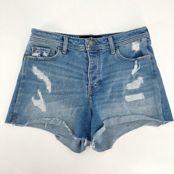 Hollister Pants - Hollister High Rise Boyfriend Distressed Festival Button Fly Denim 29 Jean Short